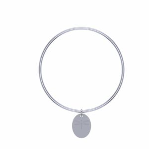 The Silver Bangle with Oval Disc Charm